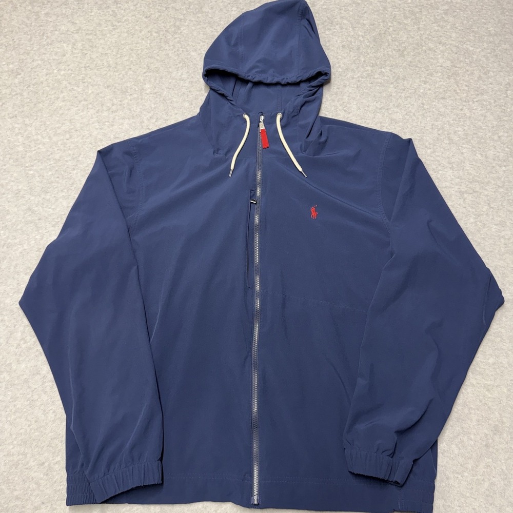 Polo Ralph Lauren Packable Hooded Jacket Mens 2XL Blue Lightweight Stretch